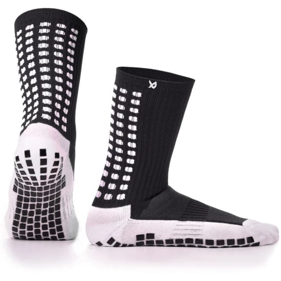 LUX Grip Socks Black Calf Length Small Anti Slip Football Athletic Performance Sports Socks