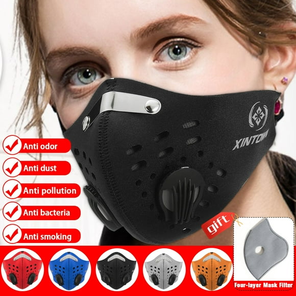 Washable Dustproof Cotton Protective Mask Anti PM2.5 Anti Saliva Splash Face Mouth Mask Breathing Mask with 2 One-Way Valves