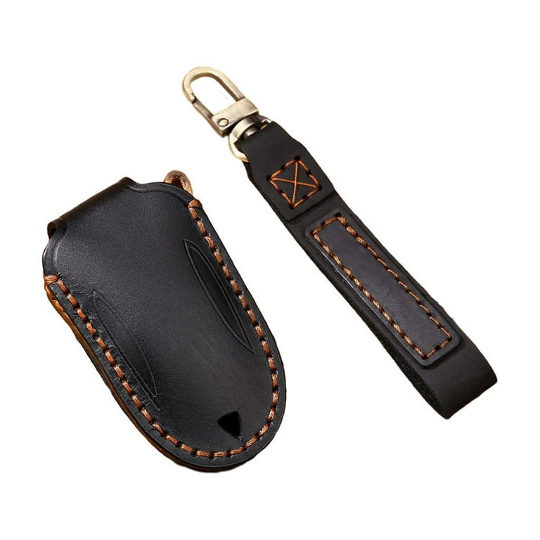 Leather Car Key Fob Case with Keychain Remote Holder Fit for