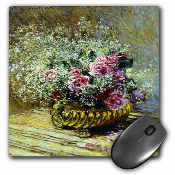 3dRose, Print of Monet Painting Flowers In A Pot, MousePad