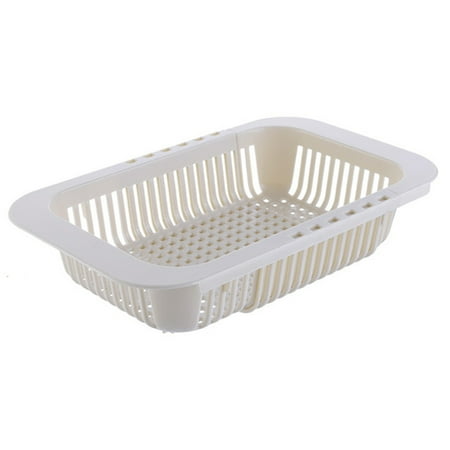 

Chamat Multifunctional Thickened Kitchen Retractable Sink Drain Rack Vegetable Fruit Drain Basket Plastic Rectangular Sink Beige