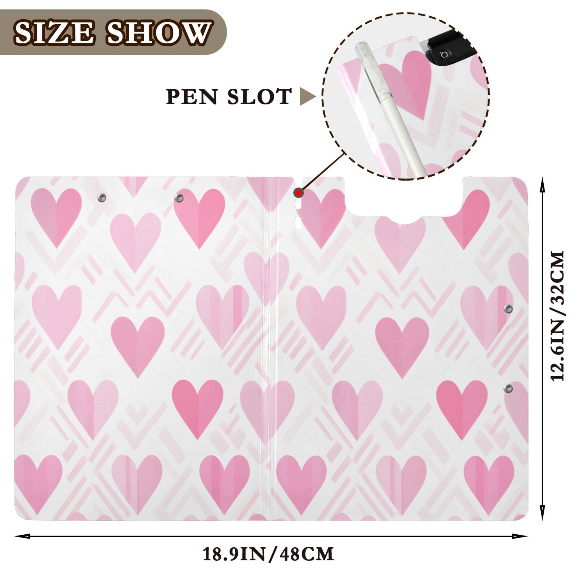 FORMRS A4 Clipboard Folder with Pen Holder Horizontal Foldable School Office Binder, Geometric Love