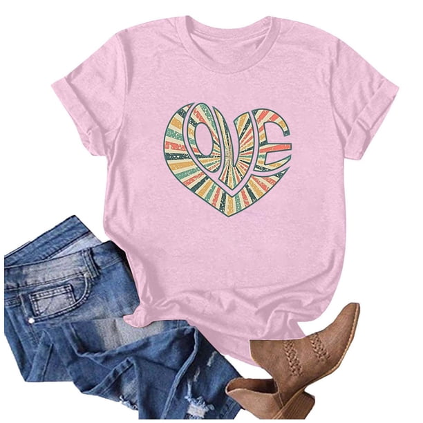 Camisetas de Manga Corta para Mujeres, Camiseta de Cuello Redondo Impresa de Moda, Primavera Y Verano Casual