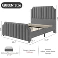 thumbnail image 2 of Velvet Upholstered Bed Frame with Headboard&Footboard,Platform Bed Frame with Nailhead Trim,Sturdy Wooden Slats, Silent&No Box Spring Needed,Easy to Assemble, 2 of 7