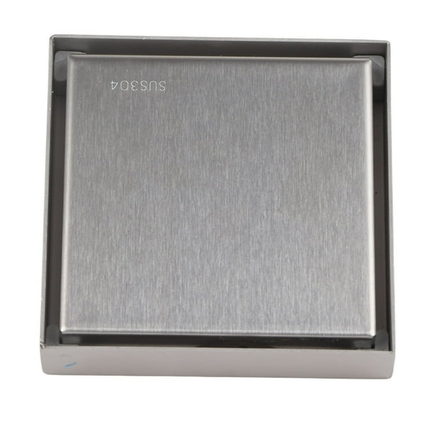 Desagüe de ducha invisible cuadrado de 4 pulgadas, acero inoxidable, antiolor, para suelo de baño, 1,3 mm, apto para baldosas, cepillado