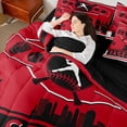 thumbnail image 4 of Castle Fairy Children Teens Sport Baseball Bedding Comforter Set 7 Pieces,Ball Gamer Full Bedding Set Lightweight,Black Red Fitted Sheet Flat Sheet,Microfiber Bedroom Decor,Reversible, 4 of 8