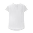 thumbnail image 4 of JGGSPWM Women's Short Ruffled Sleeve Flowy Chiffon Crew Neck Loose Fit Solid Cute Summer Blouse Shirt Dressy Casual White S, 4 of 9