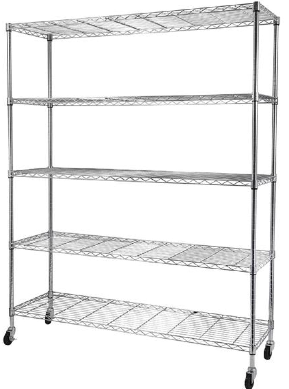 O'Force 5Tier NSFCertified Steel Wire Shelving with Wheels Chrome