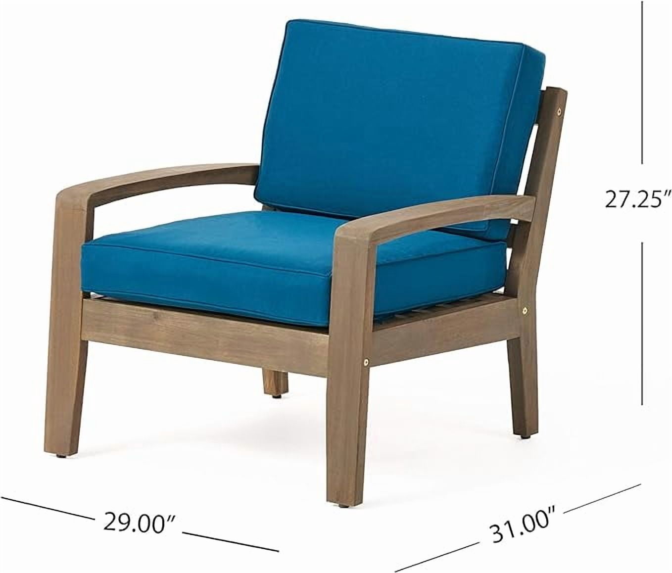 Outdoor Acacia Wood Club Chair Set of 4, Multi Quantity Leisure Single Seats for Patio Garden, Dark Gray