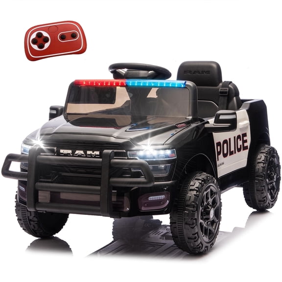 Xuanlur 12V Licensed Dodge RAM 3500 Ride on Toy for Kids, Toddler Ride on Truck with Remote Control, 2WD, Rear Shock Suspension, LED, Electric Car for Kids with Bluetooth, Safety Belt (Black White)