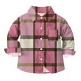 thumbnail image 4 of Cethrio Kids Boys' Button Down Shirts, Plaid Casual School Collared Long Sleeve Shirts Pink Size 2-3 T, 4 of 5