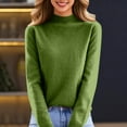 thumbnail image 5 of Women's Turtleneck Shirts Knit Pullover Sweater Long Sleeves Tops Midweight Thermal Underwear Blouse Dark Green XL, 5 of 6