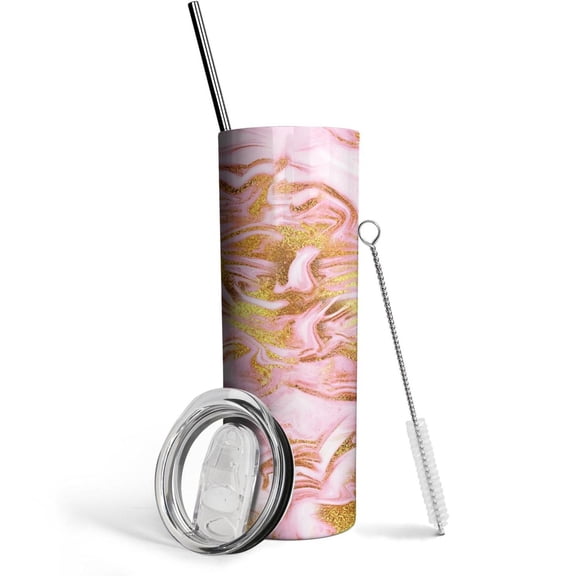 Marble Pink & Gold 20 Oz Insulated Stainless Steel - Insulated Water Bottle- Insulated Travel Coffee Mug