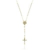 Brilliance Fine Jewelry 18K Gold Plated Sterling Silver Crystal Rosary Tri-Color Necklace 24"