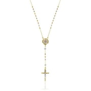 Brilliance Fine Jewelry 18K Gold Plated Sterling Silver Crystal Rosary Tri-Color Necklace 24"