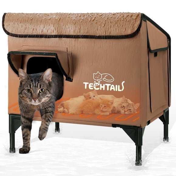 Caseta para gatos con calefacción para exteriores TECHTAIL, aislante, impermeable