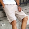 thumbnail image 1 of Pantalones cortos de algodón a la moda para hombre, Shorts de cintura elástica hasta la rodilla, ropa de Golf informal, Color sólido, Verano, 1 of 4