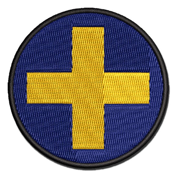 Plus Sign Solid Applique Multi-Color Embroidered Iron-On Patch - 2.5 Inch Small