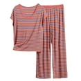 thumbnail image 2 of YHAJDS Winter Casual Pajama Suits For Women,Sleepwear Sets For Women Sleep Set Modal Stripe Crew Neck Sleeveless Tank Top And Loose Fit Pants Matching Home Wear, 2 of 3