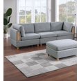 thumbnail image 2 of Modern Contemporary 7pc Sofa Set Sofa Loveseat Armless Chair Ottoman Wedge Living Room Light Grey Dorris Fabric Wooden Deco, 2 of 9