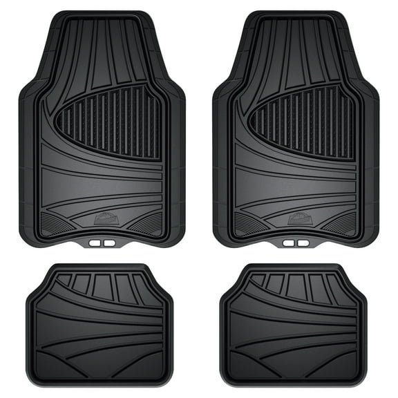 Armor All 4-Piece Black Rubber Car, Truck, SUV Floor Mats, All Weather Protection, Auto, Universal, Custom, Set, Front, Back