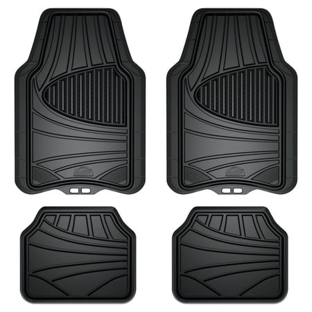 Armor All 4-Piece Black Rubber Car  Truck  SUV Floor Mats  All Weather Protection  Auto  Universal  Custom  Set  Front  Back