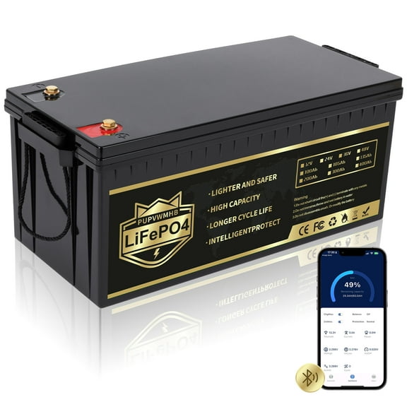 PUPVWMHB 36V 105Ah Golf Cart LiFePO4 Lithium Battery, Bluetooth Lithium Battery,200A BMS,Up to 8000 Cycles, with 10 Years Lifetime Low Temp Cut off, Perfect for RV, Solar, Trolling Motor