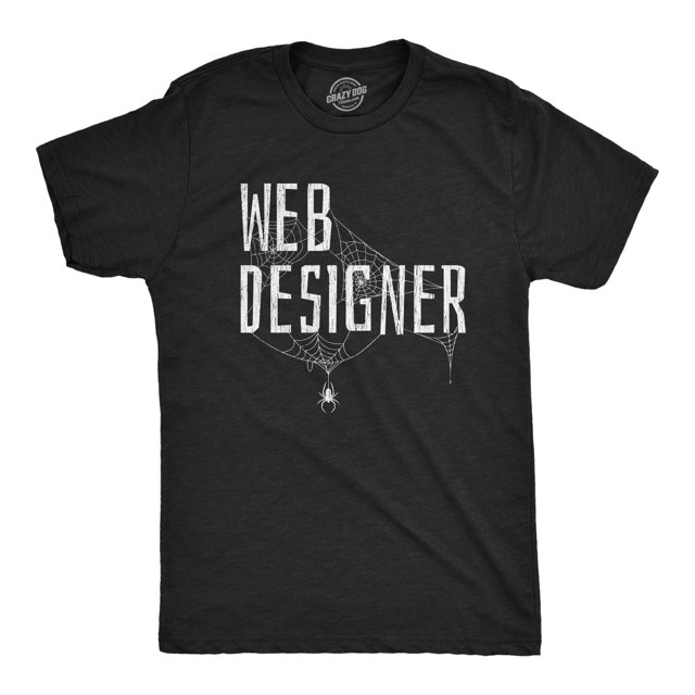 Mens Web Designer T Shirt Funny Sarcastic Halloween Spider Internet Programmer Humor Tee (Heather Black) - XXL