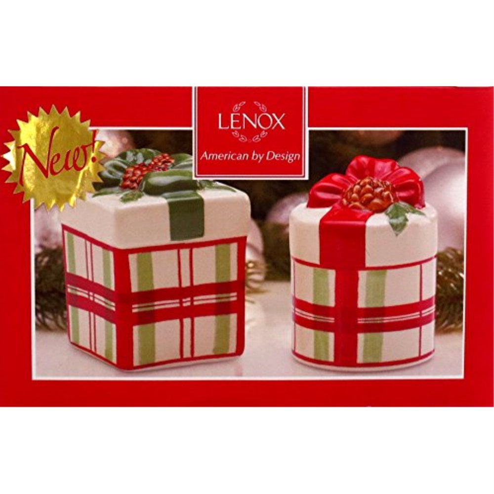 lenox holiday gatherings plaid salt and pepper shaker set ceramic
