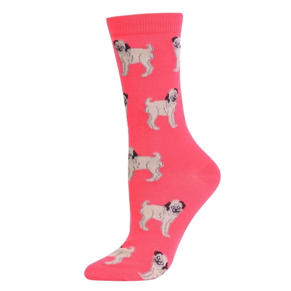 Women's Comfort Novelty Crew Socks, Pug, 1 Pair