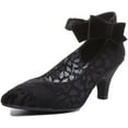 thumbnail image 6 of Ruby Shoo Cressida Women's Bow Ankle Strap Velvet Kitten Heel Shoes In Black Size 9, 6 of 6