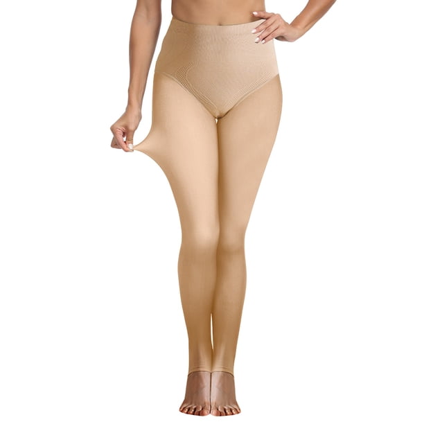 Gibobby Leggings Afelpados Mujer Medias cálidas para mujer, medias cálidas transparentes lana invierno para mujer, medias cálidas(Caqui, 140G)
