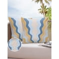thumbnail image 6 of Pack of 2 Outdoor Pillow Covers, Blue Brown Ripple Stripes Waterproof Square Throw Pillowcase Cushion Decorative Pillow Covers for Couch Patio Tent, 20x20 in, 6 of 6