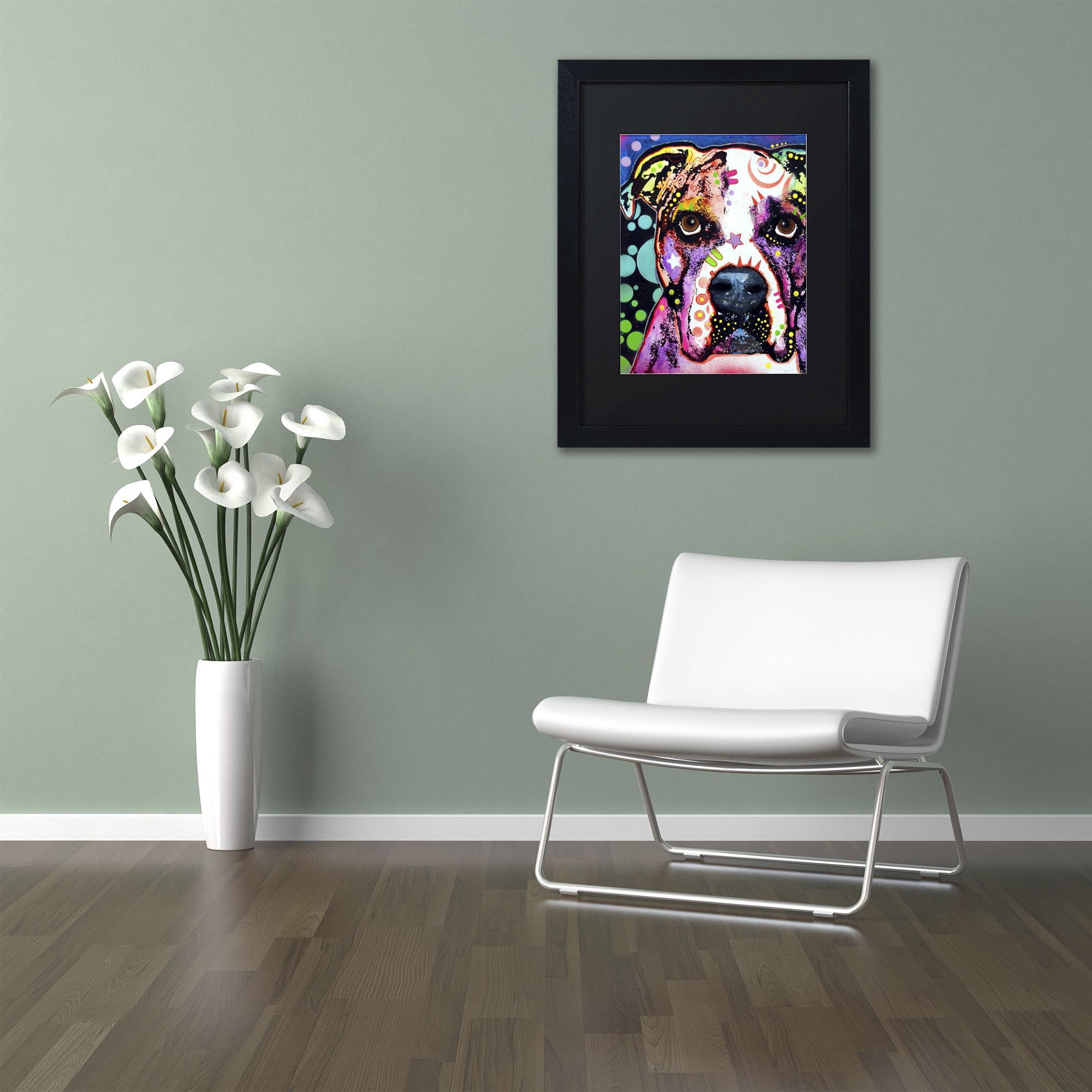 Trademark Fine Art "American Bulldog II" Canvas Art by Dean Russo, Black Matte, Black Frame
