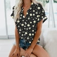 thumbnail image 2 of XFLWAM Womens Casual Short Sleeve Button Down Shirts Summer Cotton Solid Color Top Blouses with Pockets Black L, 2 of 5