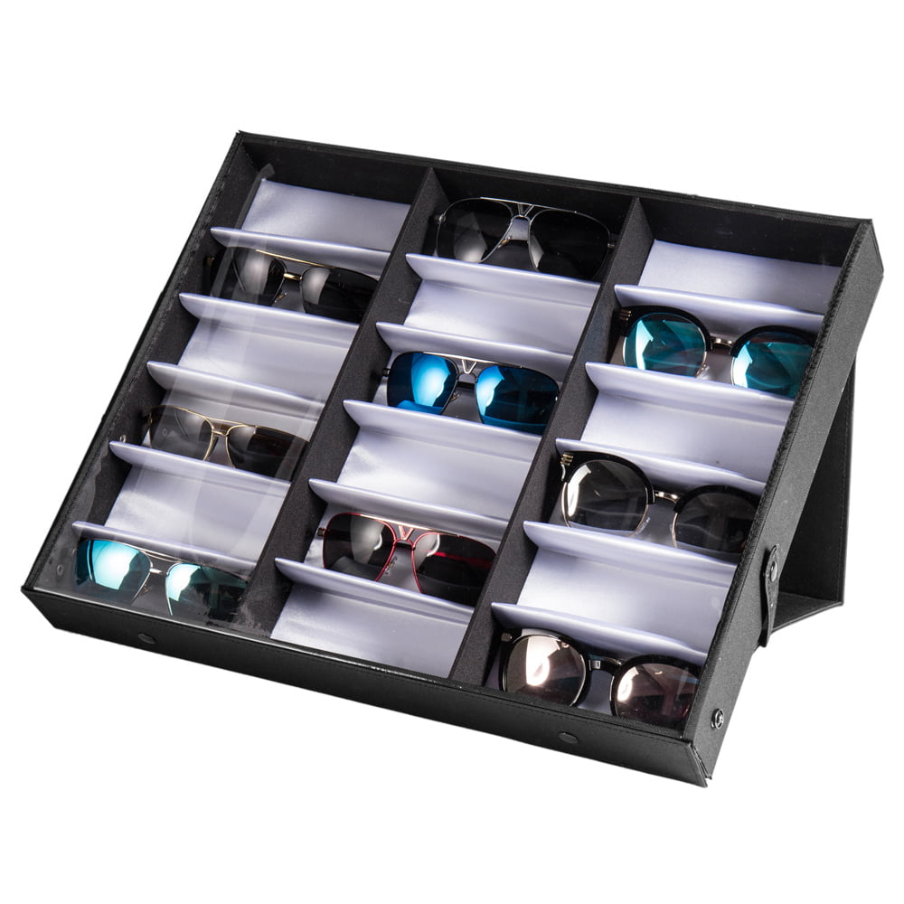18 pcs Sunglasses Organizer Eyewear Display Storage Case Tray Box Holder 