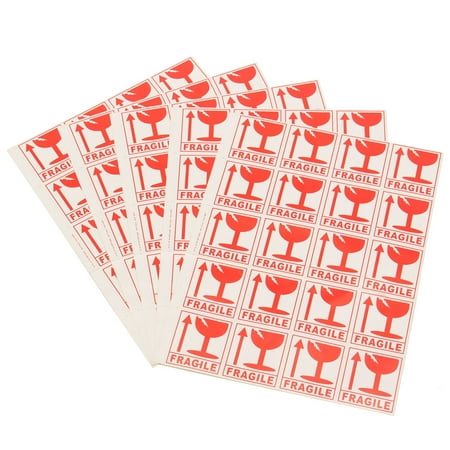 100 Pcs FRAGILE Caution Sign Packing Self Adhesive Sticker For Warning Notice