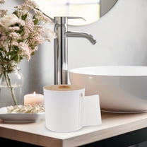 Round Tissue Toilet Paper Dispenser Holder Plastic Roll Paper Box with Bamboo Lid