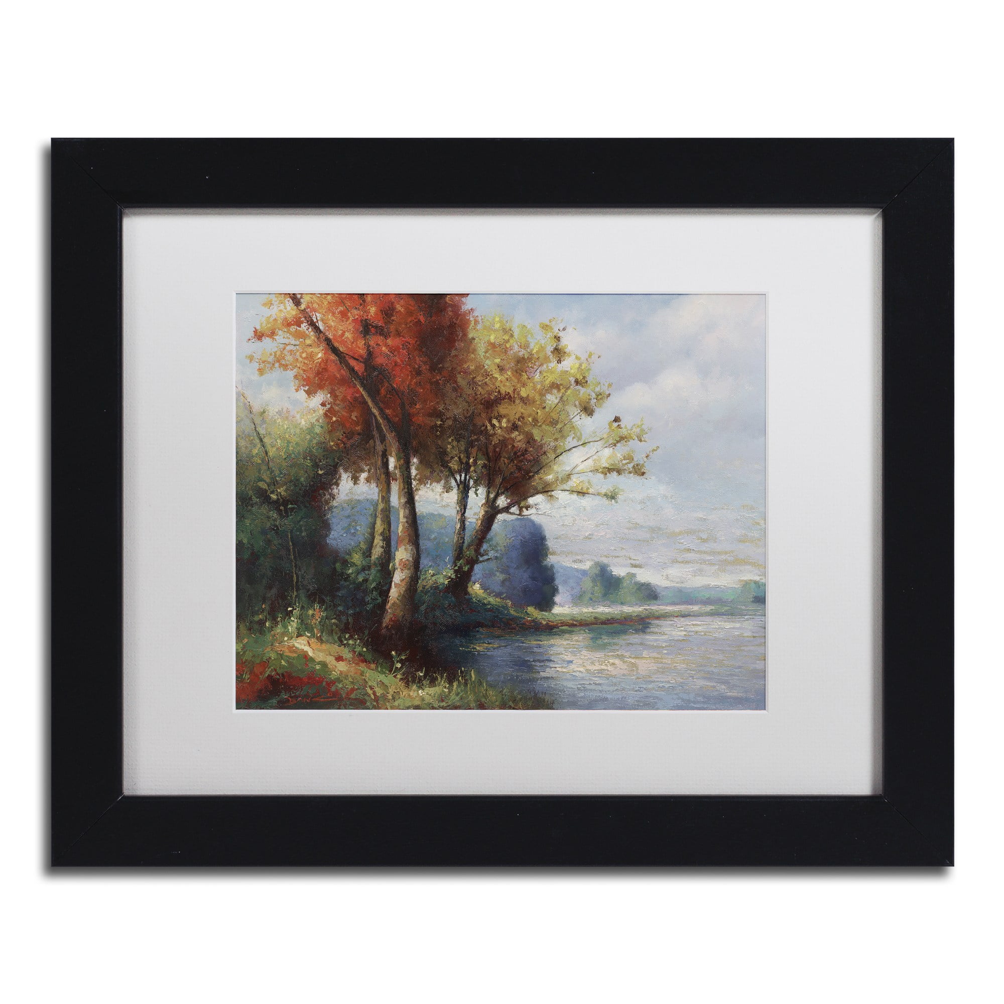 Trademark Fine Art "Corot Tribute" Canvas Art by Daniel Moises, White Matte, Black Frame