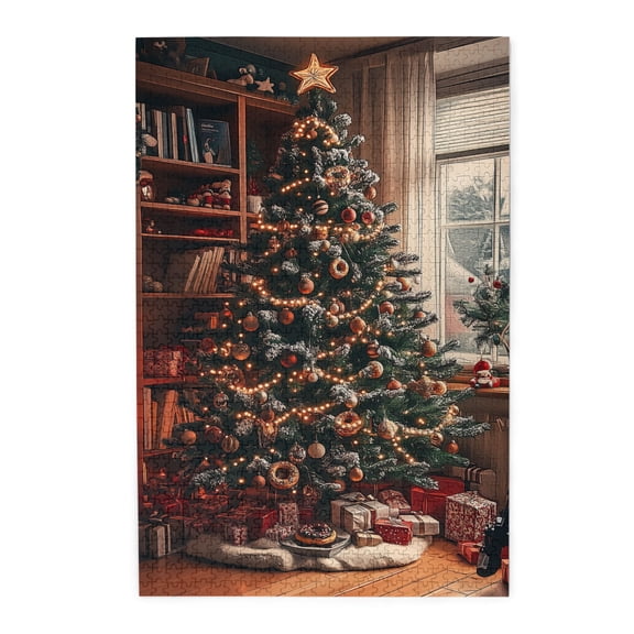 1000 PCS Study Christmas Tree - 1000 piece Wooden puzzle for adults,Vibrant Design,The beautiful Christmas scene immerses you in it,Puzzles suitable for entertaining with family during holidays