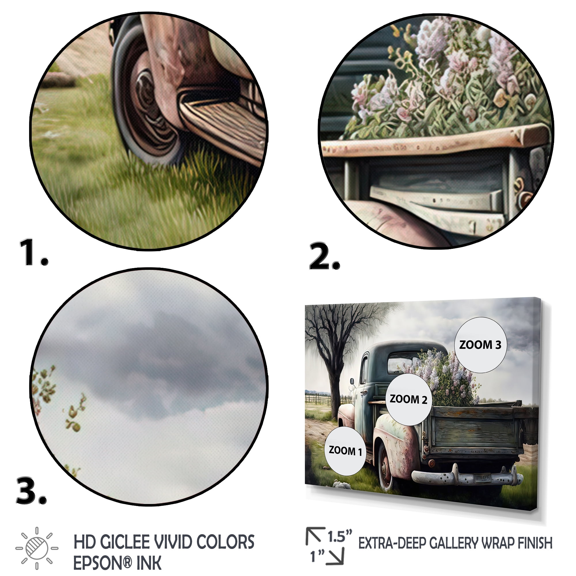 Designart Barn Flower Delivery Truck V Canvas Wall Art
