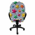 thumbnail image 3 of Nautical Office Chair Slipcover, 3D Colorful Stars and Blue Wavy Stripes Marine Theme Starfish Graphic Art, Protective Stretch Decorative Fabric Cover, Standard Size, Multicolor, by Ambesonne, 3 of 5