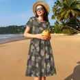 thumbnail image 4 of Balery Camouflage maple Vestidos sueltos de manga corta para mujer, vestidos de verano 2025, vestidos casuales de corte A con vuelo., 4 of 6