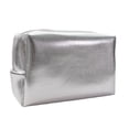 thumbnail image 1 of Bolsa de maquillaje, bolsa de maquillaje cosmética de cuero PU con cremallera para mujer bonita, color plateado, 1 of 5