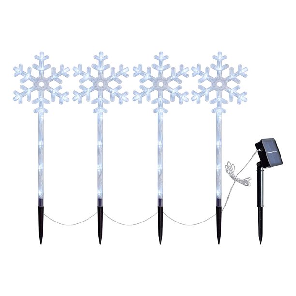 Solar Christmas Pathway Lights Outdoor Lamp Lawn Decoration 1 Tow 4 Pentagram Ornament Light