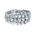 thumbnail image 1 of Bracelet Élégant multi-Rangées en Zircon Cubique Gradué en Grappe Goutte d'Eau AAA CZ Grand Déclaration Parfait pour Femmes Bal, Mariage Plaqué Argent, 1 of 5