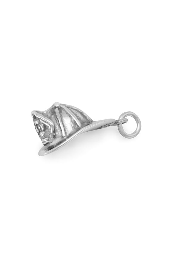 .925 Sterling Silver Oxidized Firefighter Helmet Charm
