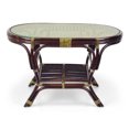 thumbnail image 3 of SK New Interiors Pelangi Oval Coffee Table Natural Rattan Wicker ECO Handmade Design w/ Glass Top, Dark Brown, 3 of 7