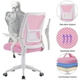 thumbnail image 3 of Mid-Back Swivel Ergonomic Office Chair with Adjustable Arms Mesh Lumbar Support for Computer Task Work, Pink, 3 of 6