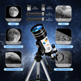 thumbnail image 6 of 70mm Aperture Telescope for Adults & Kids, 300mm Refractor Telescope for Beginners, Portable Astronomy Telescope with Tripod, Smartphone Adapter & Mini Binoculars, 6 of 8